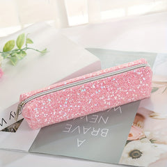 Sparkling Pencil Case Storage Bag Minimalist Cylinder Design