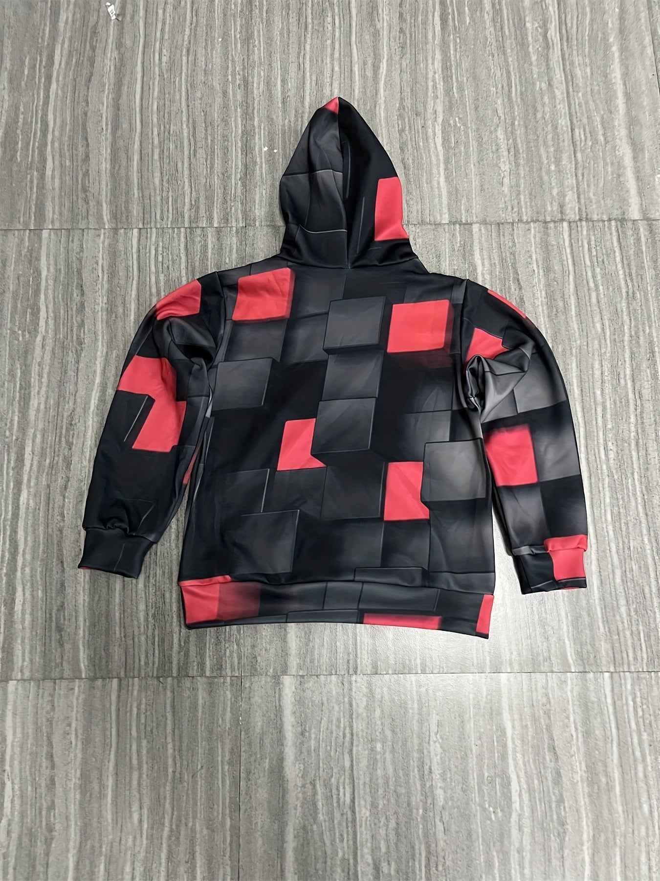 3D Red Blocks Print Kid's Hoodie Unisex Pullover for Spring Fall Winter