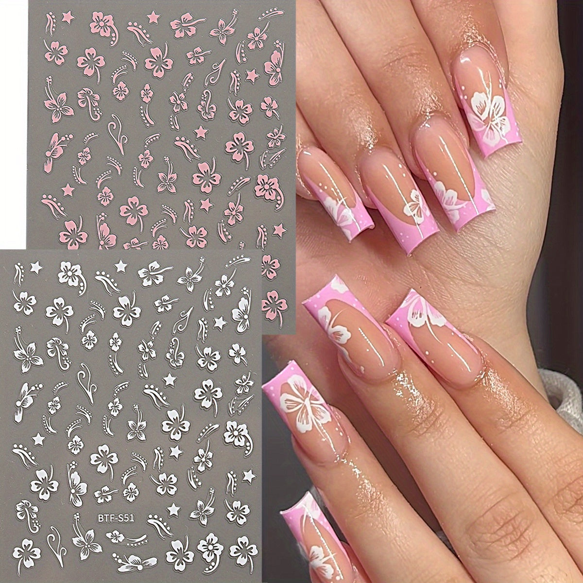 Flower Butterfly Nail Art Stickers Self Adhesive Decals DIY Nail Salons Supplies