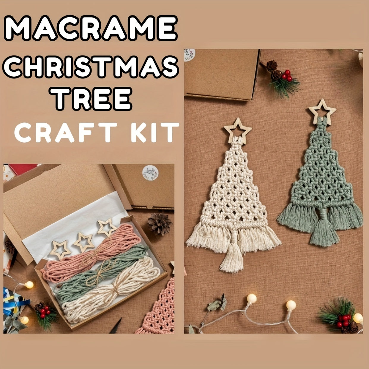 3pcs Christmas Tree Decoration Set DIY Woven Tree Set Holiday Gift