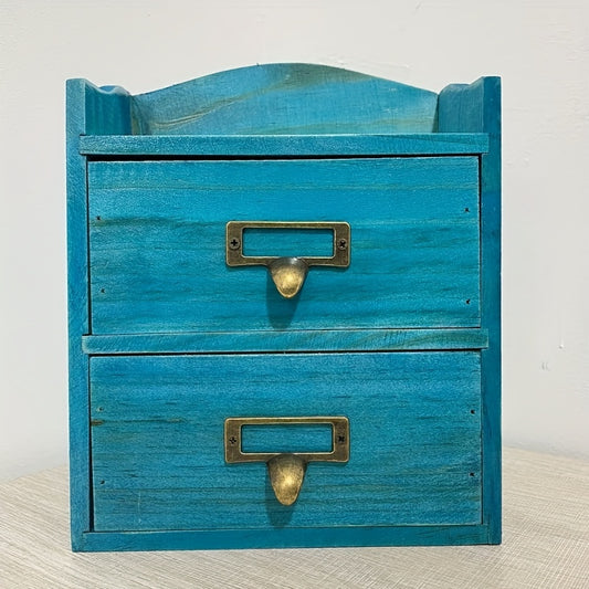 Vintage Wooden Desktop Drawer Organizer Office Desk Storage Organizer