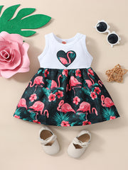 Baby Girls Flamingo Sleeveless Dress for Summer