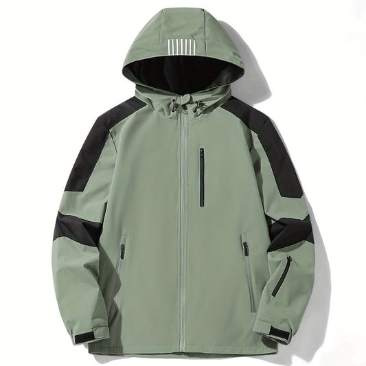 Men's Waterproof Hooded Windbreaker Jacket Zip Up Coat