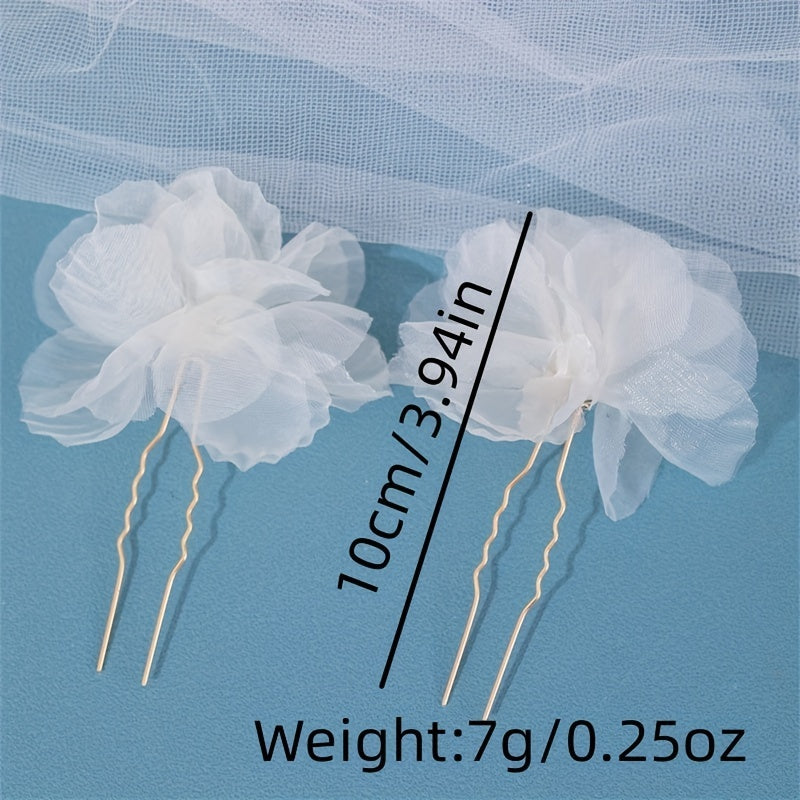 Girls Fairy Silk Flower Hairpin U Shape Tassel Hairpin