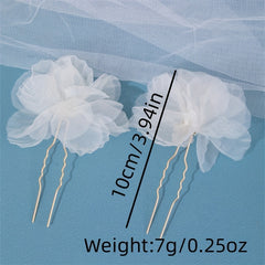 Girls Fairy Silk Flower Hairpin U Shape Tassel Hairpin