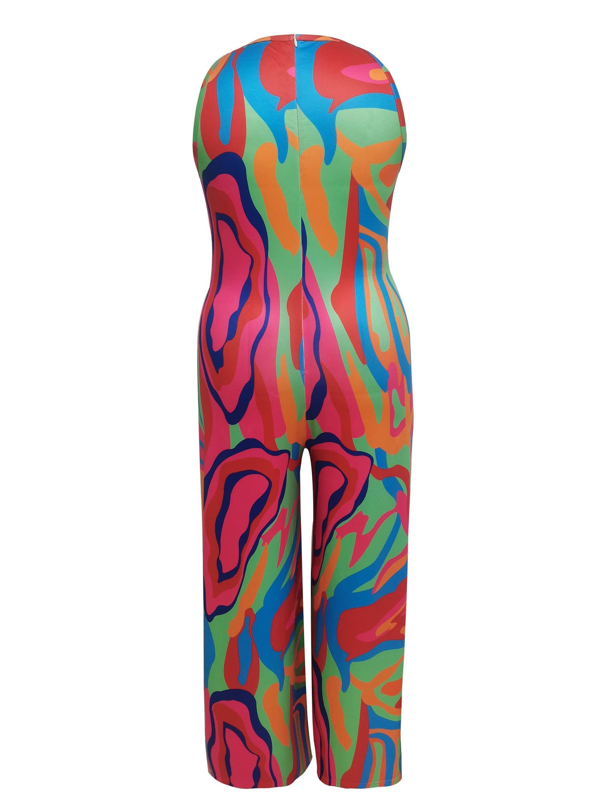 Casual Jumpsuit Women's Plus Random Print Wide Leg Cami Jumpsuit