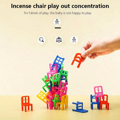Kids Jenga Balance Folding Chair Toy Set for Parent-Child Interaction