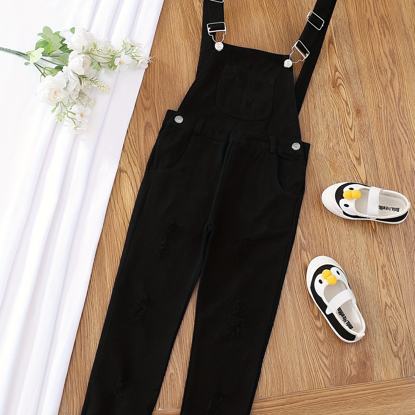 Girls Cotton Casual Overall Long Jumpsuit