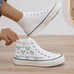 Giraffe Print Plush Lined Thermal Chunky Canvas Sneakers