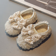 Girls Fleece Flats Soft Sole Anti Slip Indoor Outdoor Slippers Plush Warm Shoes
