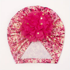 Floral Chiffon Flower Baby Hat Beanie Knotted Turban Hat