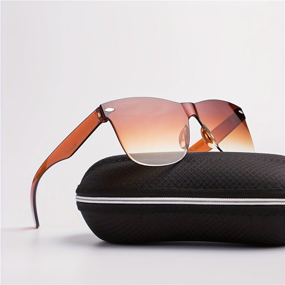 Square One piece Sunglasses Rivet Decor UV400