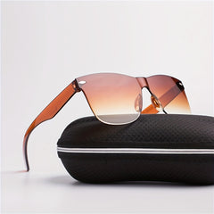 Square One piece Sunglasses Rivet Decor UV400