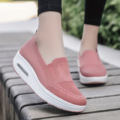 Women's Air Cushion Walking Shoes Flyknit Mesh Slip-on Sneakers