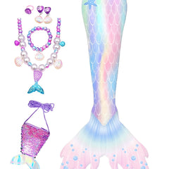 6pcs Mermaid Tail Costume Set with Accessories for Girls