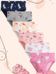 6pcs Girls Triangle Panties Cartoon Floral Animals Print Elastic Waist