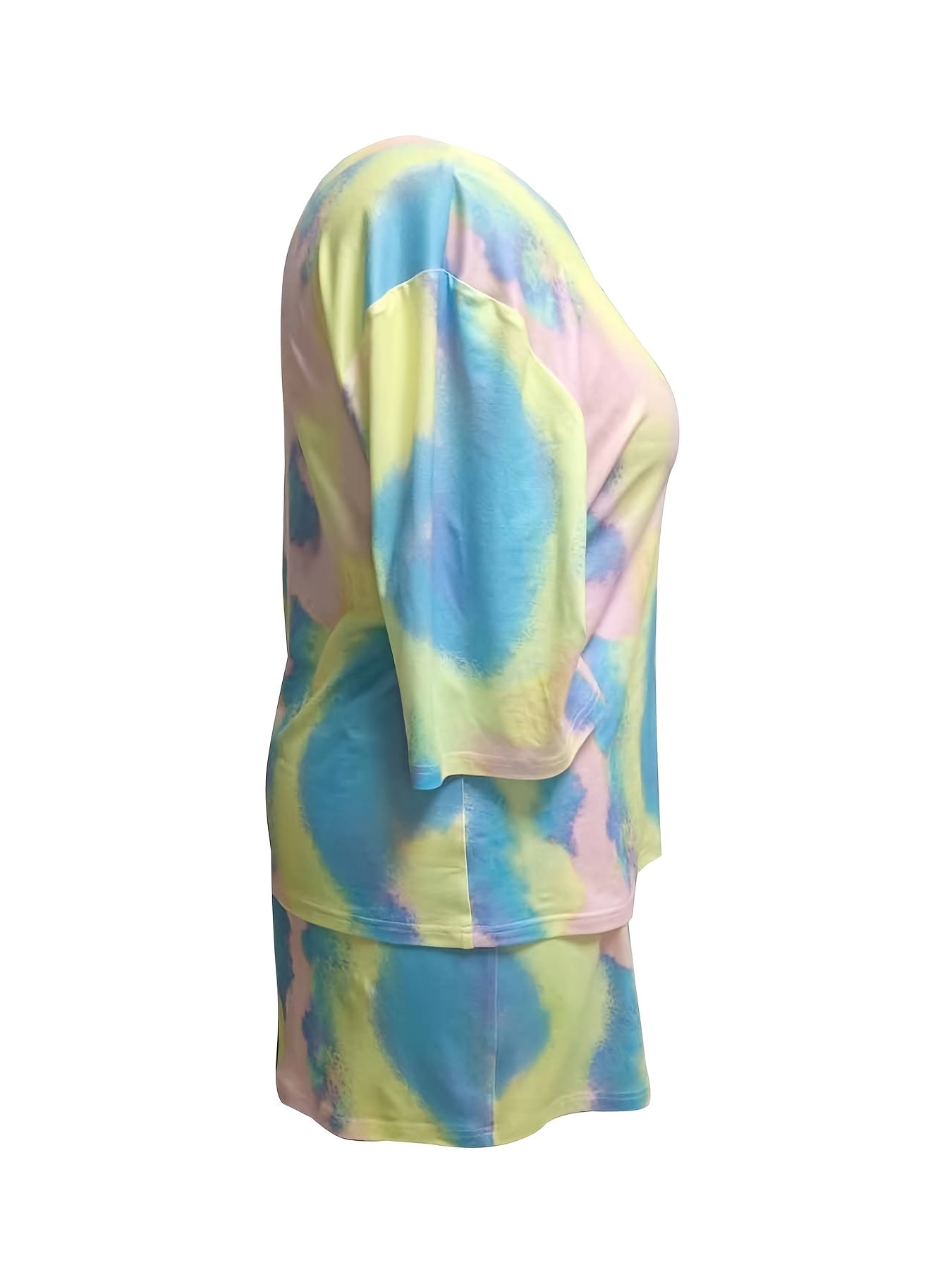 Tie Dye One Shoulder Tee & Shorts Pajama Set