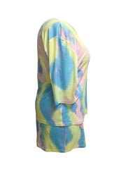 Tie Dye One Shoulder Tee & Shorts Pajama Set