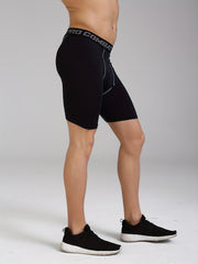 Men's Letters Pattern Compression Shorts for Outdoor Fitness