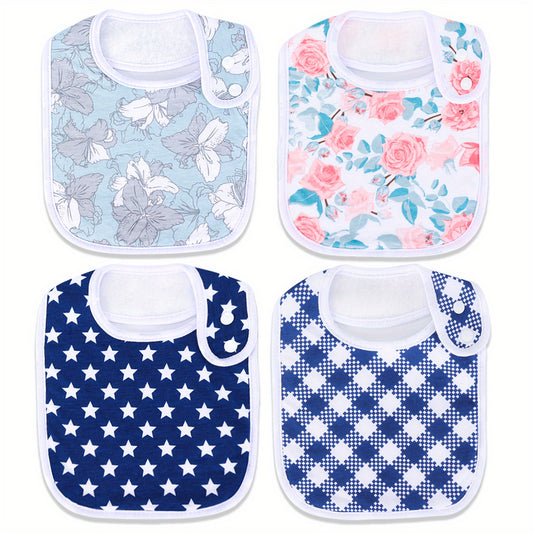 4 Pcs Baby Bandana Drool Bibs Set 100% Organic Cotton for Girls Newborn