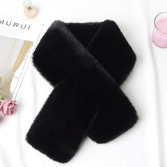 Rabbit Fur Scarf Unisex Autumn Winter Plush Neckwear Thick Warm Double-sided