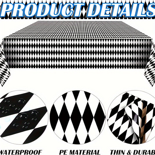 3pcs Checkered Tablecloths Plastic Checkered Tablecloths for Party Supplies