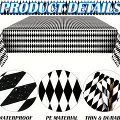 3pcs Checkered Tablecloths Plastic Checkered Tablecloths for Party Supplies