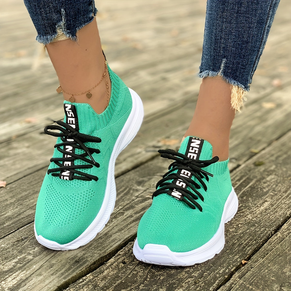 Women's Knit Sports Shoes Breathable Low Top Running Gym Casual Sneakers