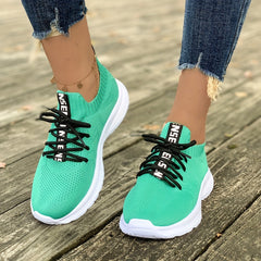 Women's Knit Sports Shoes Breathable Low Top Running Gym Casual Sneakers