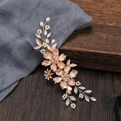 2Pcs Set Golden Leaf Faux Pearl Hair Clips Women Wedding Hair Accessories