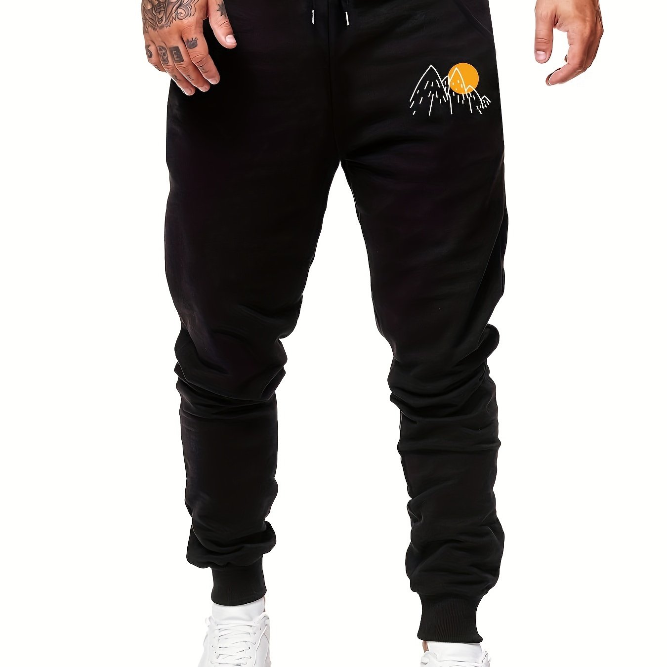 Men's Mountain Sun Print Drawstring Fleece Sweatpants