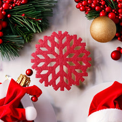 8pcs Round Christmas Mat Snowflake Felt Coaster Placemat