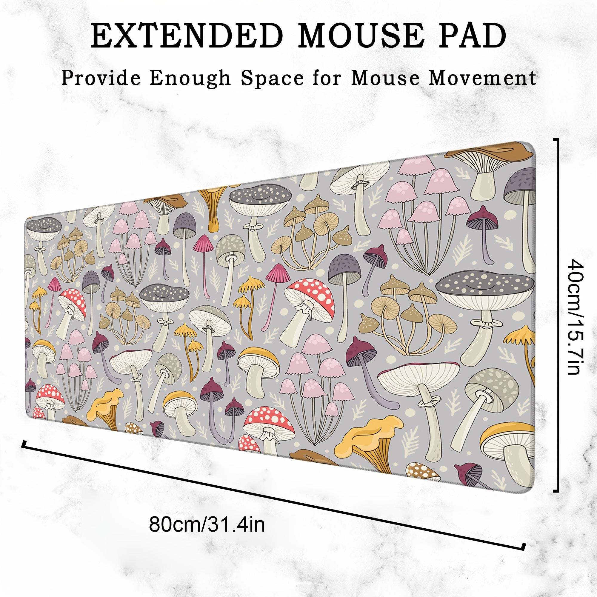 Colorful Mushrooms Gaming Desk Mat, Extended Mouse Pad