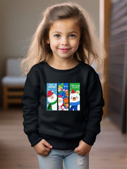 Cartoon Pattern Long Sleeve Pullover Girls Sweatshirt