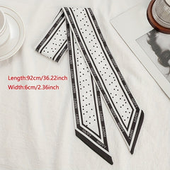 Happy Dot Print Skinny Scarf Silky Long Ribbon Neckerchief