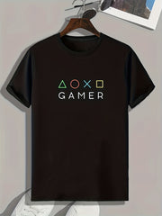 Geometry GAMER Print Men's Graphic T shirt Casual Comfy Tees