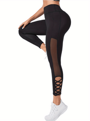 Mesh Insert Yoga Pants High Waist Butt Lifting Leggings