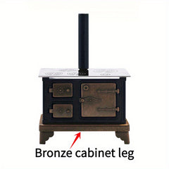 Vintage Dollhouse Stove with Copper Accents Retro Kitchen Range Hood