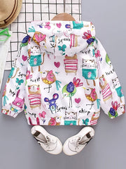 Girls' Mouse Cartoon Hoodie Jacket Zipper Up Casual Windbreaker