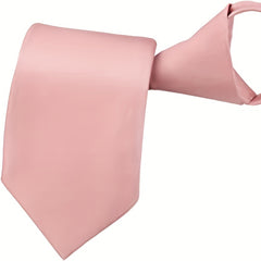 Pink Macaron Zipper Neck Tie for Men 2 76Inch