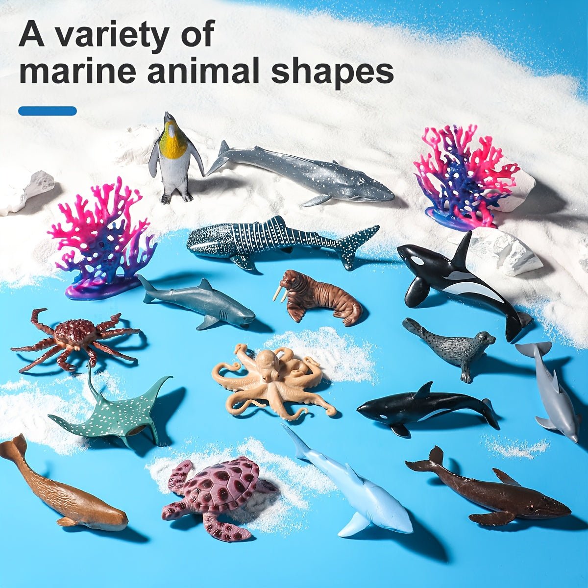 18pcs Ocean Animal Educational Toy Models Cake Decoration Aquarium Decor