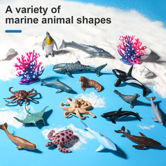 18pcs Ocean Animal Educational Toy Models Cake Decoration Aquarium Decor