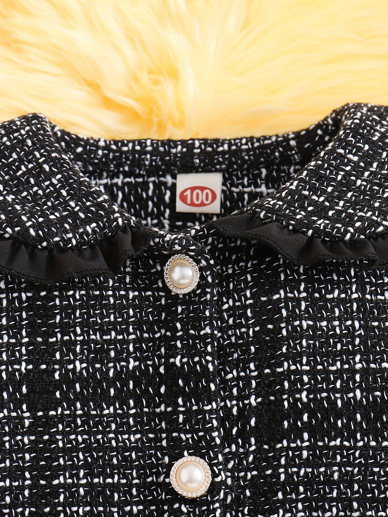 Girl's Tweed Outfit 2pcs Doll Collar Coat & Skirt Set For Spring Autumn