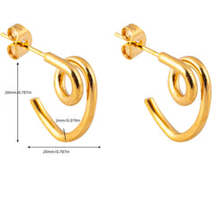 18K Plated Stainless Steel Twisted Stud Earrings