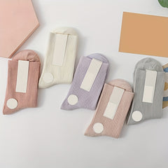 5 Pairs Comfy Solid Socks Women's Stockings