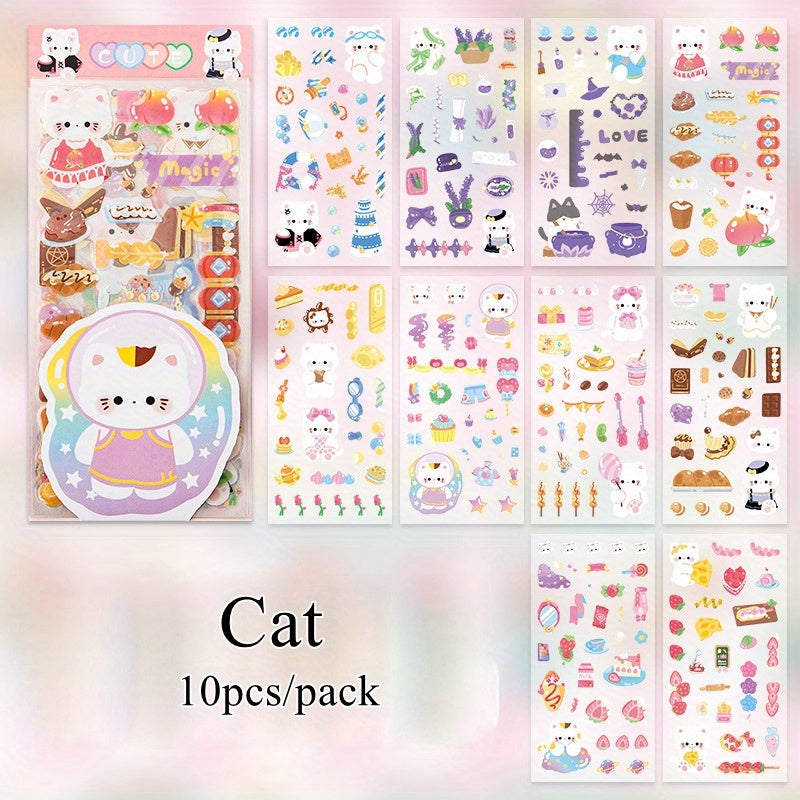 10pcs Cartoon Bunny Stickers Waterproof PET Deco Sticker Pack