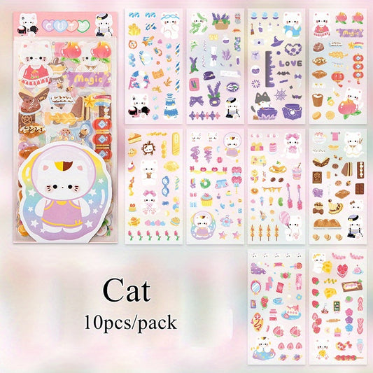10pcs Cartoon Bunny Stickers Waterproof PET Deco Sticker Pack