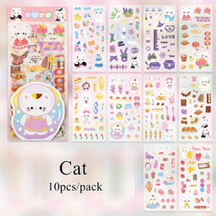 10pcs Cartoon Bunny Stickers Waterproof PET Deco Sticker Pack