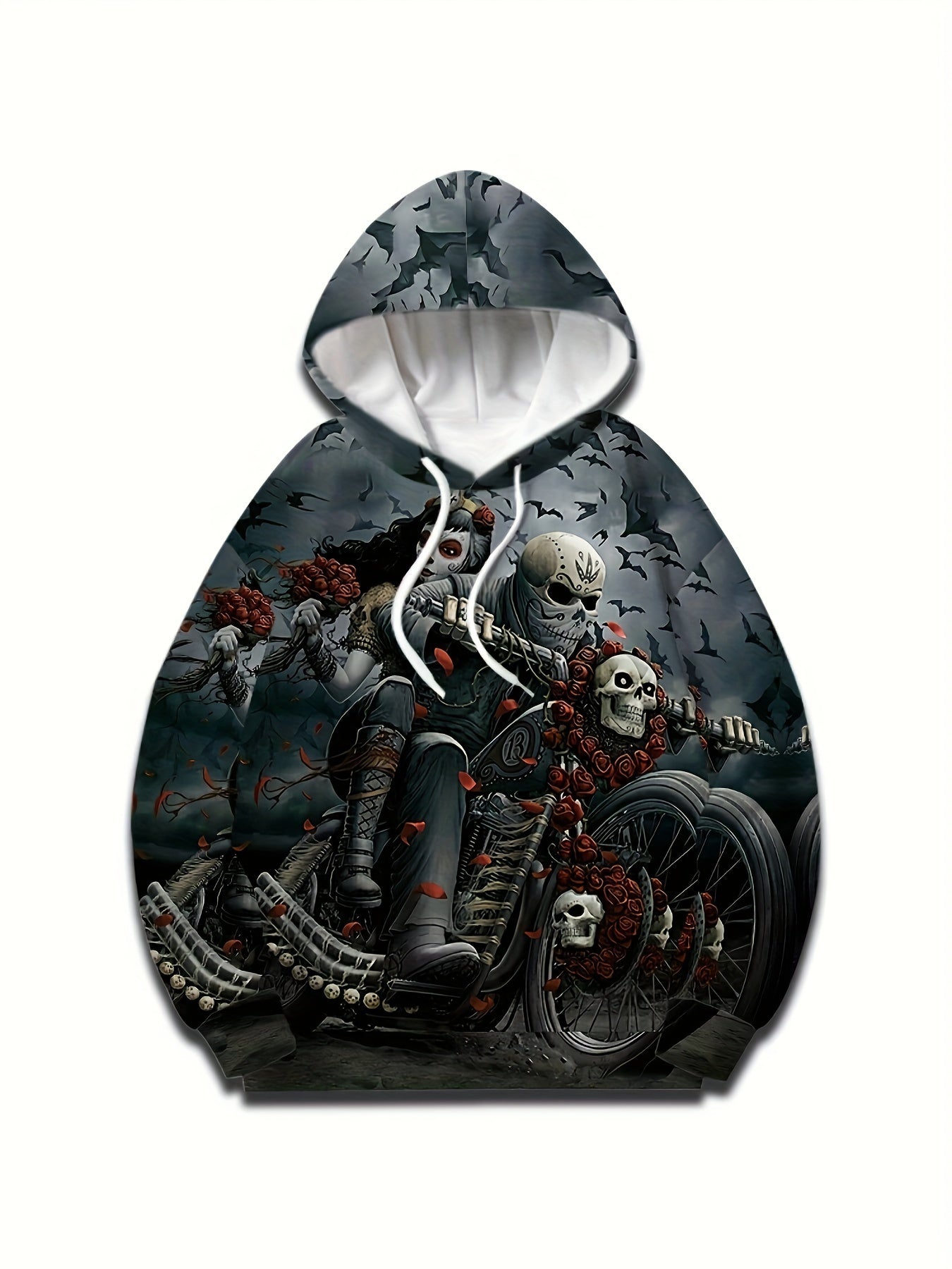 Skull Motorcyclist Print Hoodies For Men Graphic Hoodie