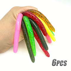 6pcs 5g Soft Bait Worm Fishing Lures Colorful Fishing Gear Accessories